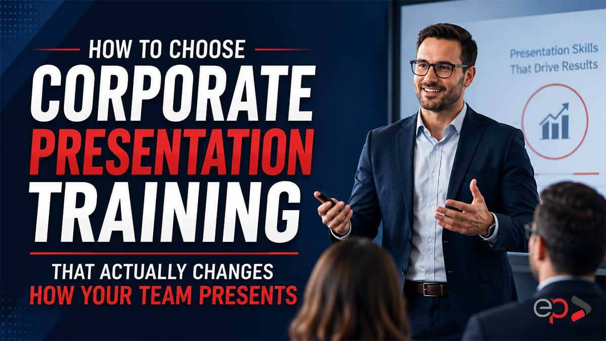 Man presenting corporate training information