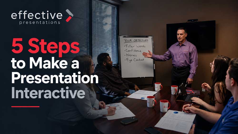 Presentation trainer leading an interactive session with a small group